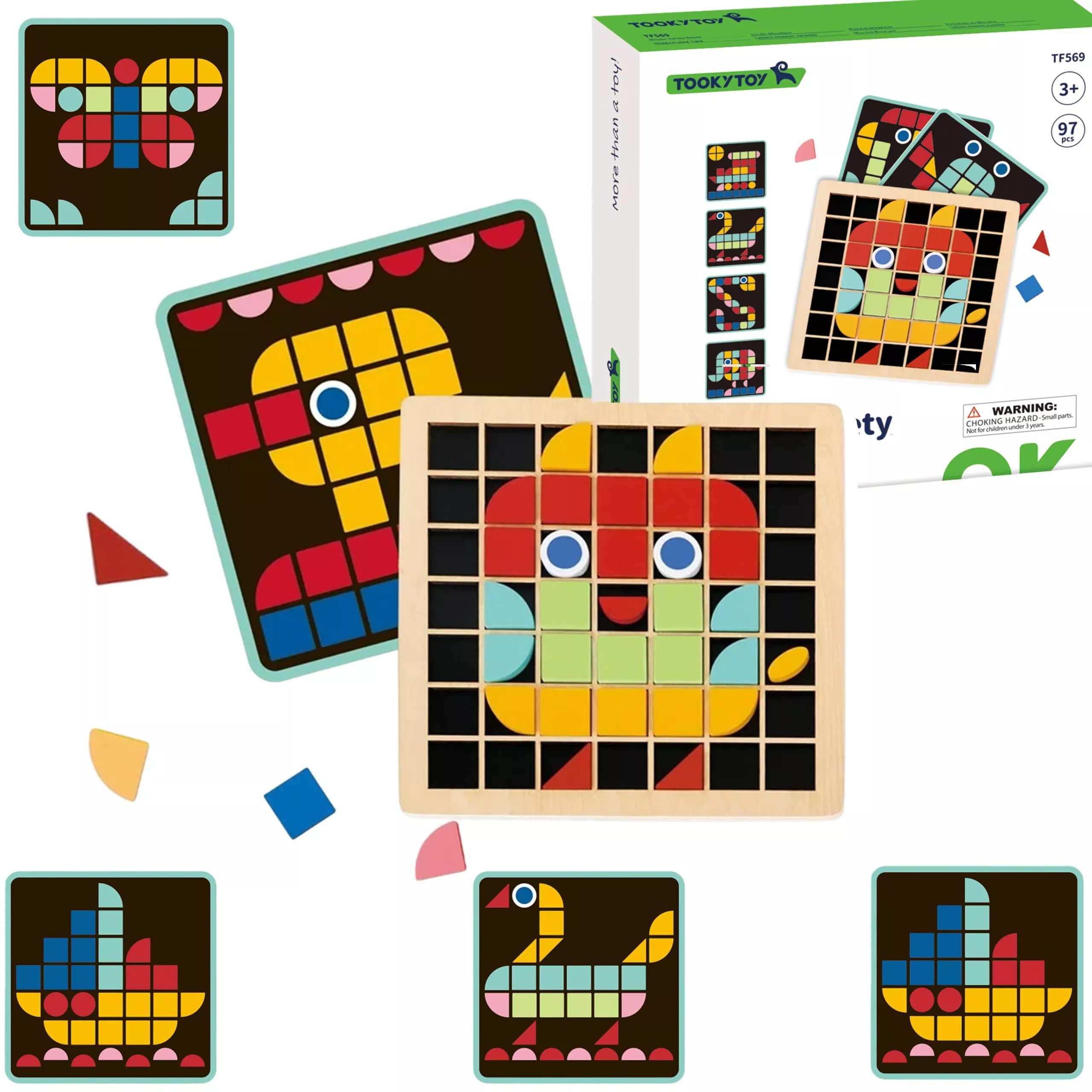 TOOKY TOY medinė mozaika – Montessori dėlionė